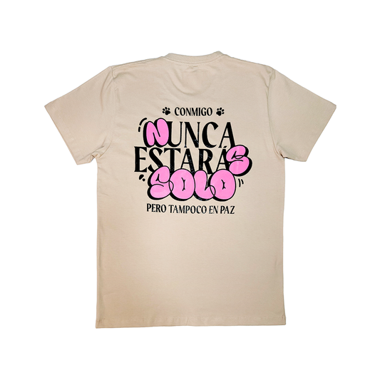 Polera Bad Dog Beige/Fucsia