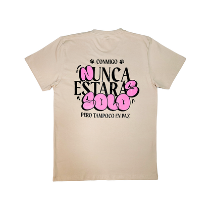 Polera Bad Dog Beige/Fucsia
